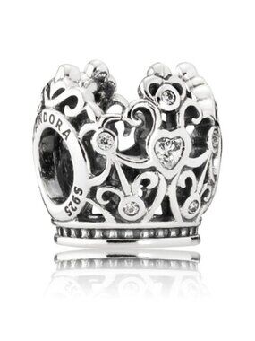 Pandora Retired Sterling Silver Disney Princess Crown Charm - 791580CZ